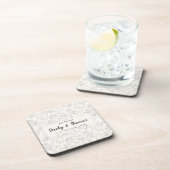 Bride & Groom on white floral Wedding Party コースター (右側)