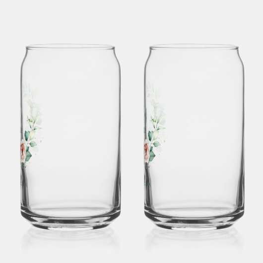 Bride & Groom Personalized Mr & Mrs Floral ガラス缶 (左)