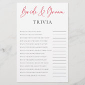 Bride Groom Trivia Valentine Bridal Shower Game チラシ (正面)