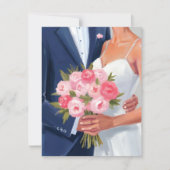 Bride & Groom Wedding Bouquet Watercolor Card (正面)