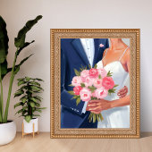 Bride & Groom Wedding Bouquet Watercolor Painted ポスター