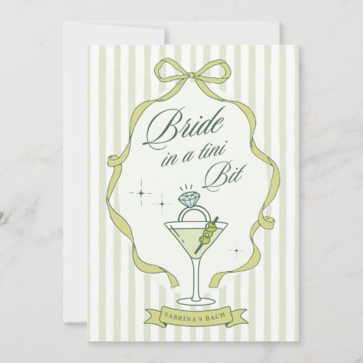 Bride in a Tini Bit Bachelorette Invitation 招待状 (正面)