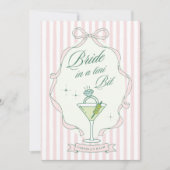 Bride in a Tini Bit Bachelorette Invitation Pink 招待状 (正面)
