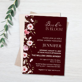 Bride in Bloom Burgundy Floral Bridal Shower  招待状