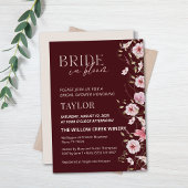Bride in Bloom Burgundy Floral Bridal Shower 招待状