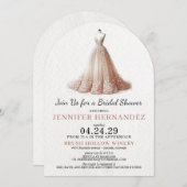 Bride in Bloom Peach Blush Bridal Shower 招待状 (正面/裏面)