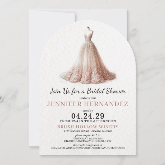 Bride in Bloom Peach Blush Bridal Shower 招待状 (正面)