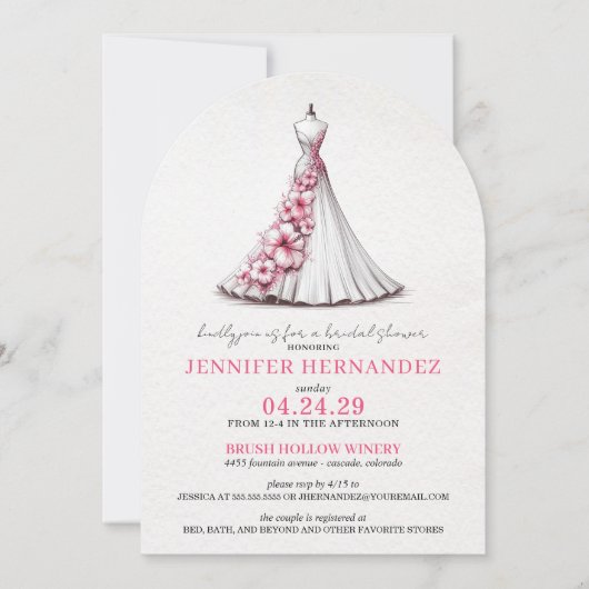 Bride in Bloom Pink Hibiscus Bridal Shower 招待状 (正面)