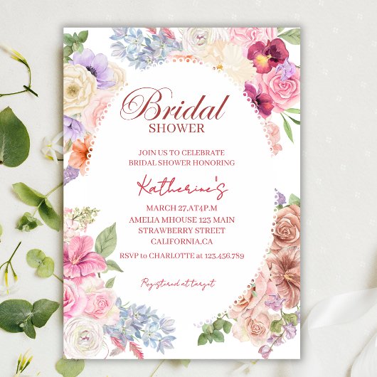 Bride in bloom spring floral girl bridal shower 招待状