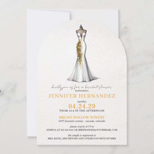 Bride in Bloom Sunflowers Bridal Shower 招待状 (正面)