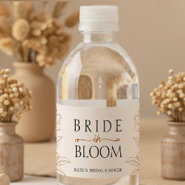 Bride in Bloom Tan Brown Bridal Shower ペットボトルラベル