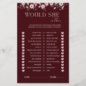 Bride in Bloom Would She Rather Bridal Shower Game (正面)