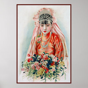 Bride in Chinese Red Wedding Shanghai Yuefenpai ポスター