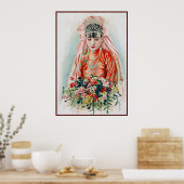 Bride in Chinese Red Wedding Shanghai Yuefenpai ポスター (キッチン)