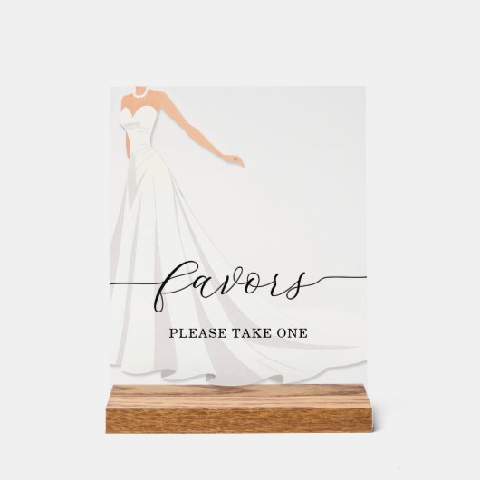 Bride in Gown Bridal Shower Favors アクリルサイン (正面)