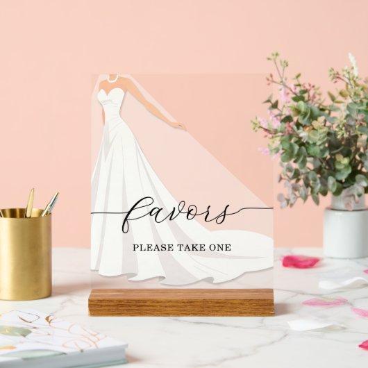 Bride in Gown Bridal Shower Favors アクリルサイン (ウェディング)