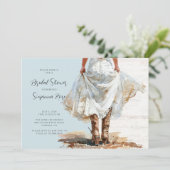 Bride In Wedding Dress Cowgirl Boots In Invitation 招待状 (スタンド正面)