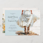 Bride In Wedding Dress Cowgirl Boots In Invitation 招待状 (正面/裏面)