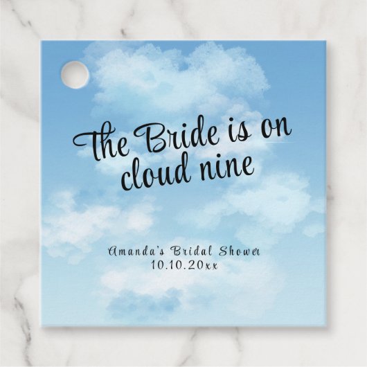 Bride Is On Cloud Nine Bridal Shower フェイバータグ (正面)