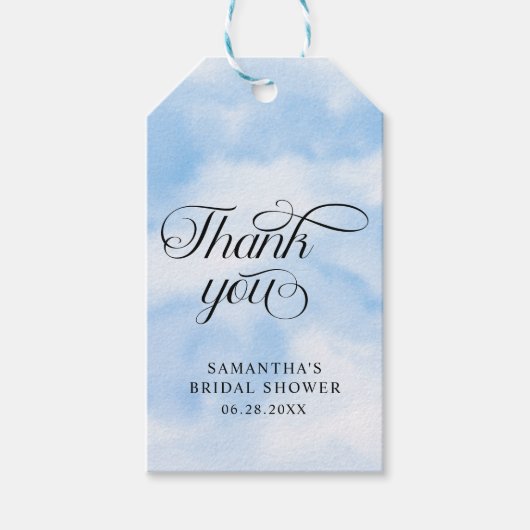Bride Is On Cloud Nine Bridal Shower Thank you ギフトタグ (正面)