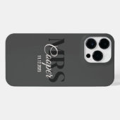 Bride Name With Wedding Date Charcoal Color Text iPhoneケース (裏面横)