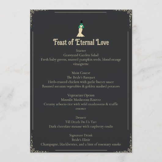 Bride of Frankenstein Wedding Menu | Gothic メニュー (正面)