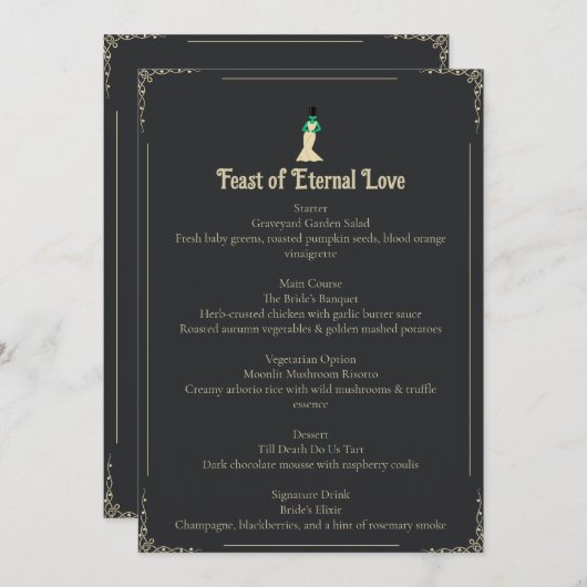 Bride of Frankenstein Wedding Menu | Gothic メニュー (正面/裏面)
