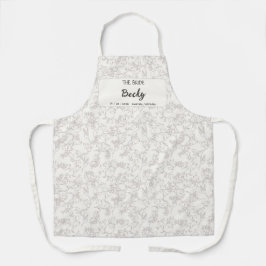 Bride on white floral pattern Wedding Party エプロン