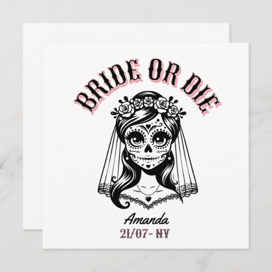 bride or die bachelorette gothic 招待状 (正面/裏面)