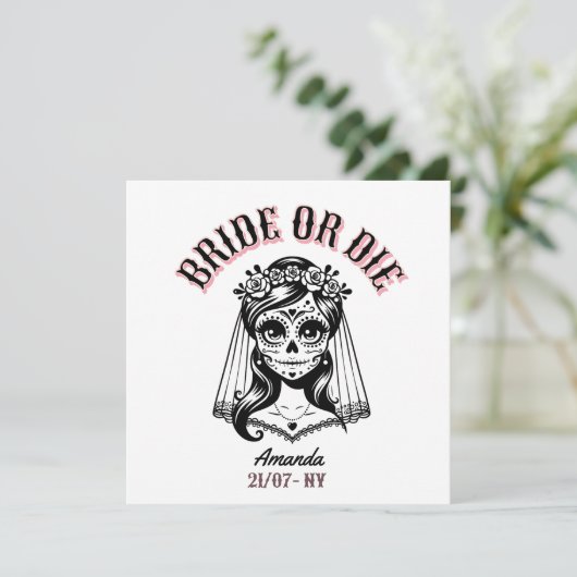 bride or die bachelorette gothic 招待状 (スタンド正面)