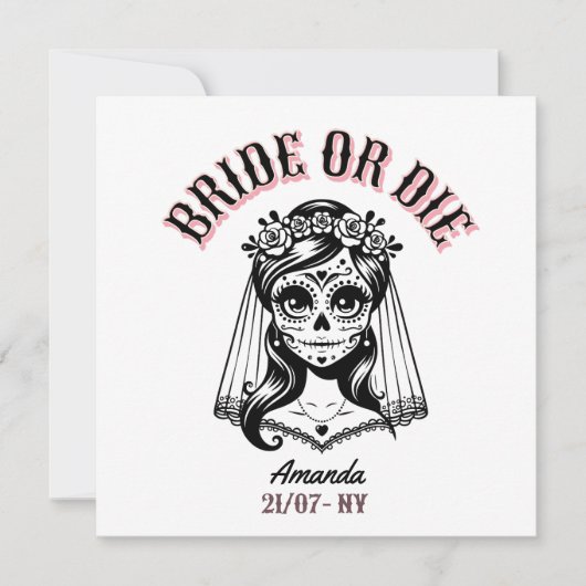 bride or die bachelorette gothic 招待状 (正面)