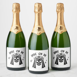 bride or die bachelorette party floral skull スパークリングワインラベル