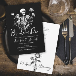 Bride or Die Floral Skeleton Bachelorette Weekend 招待状