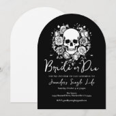 Bride or Die Floral Skull Bachelorette Party 招待状 (正面/裏面)
