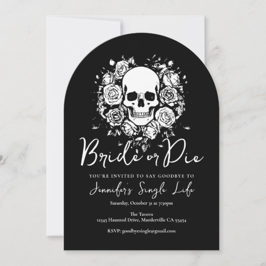 Bride or Die Floral Skull Bachelorette Party 招待状 (正面)