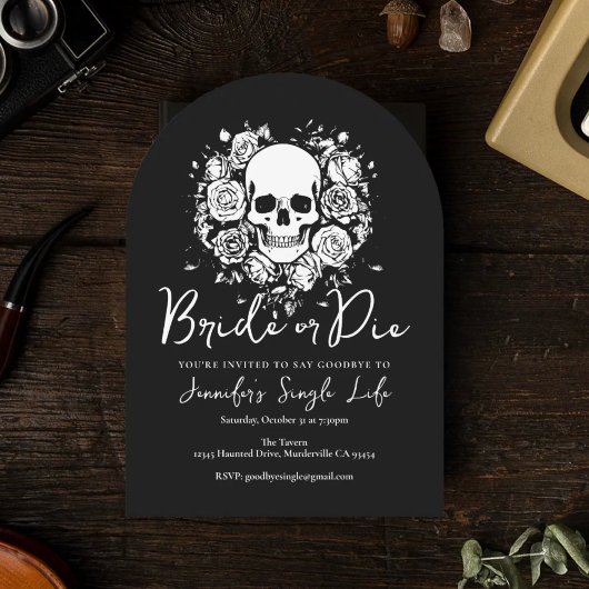 Bride or Die Floral Skull Bachelorette Party 招待状