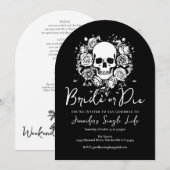 Bride or Die Floral Skull Bachelorette Weekend 招待状 (正面/裏面)