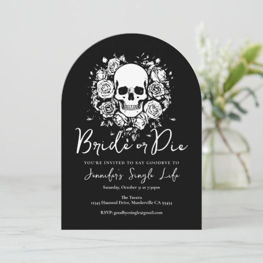 Bride or Die Floral Skull Bachelorette Weekend 招待状 (スタンド正面)