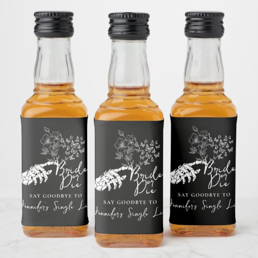 Bride or Die Gothic Heart Bachelorette Party  リキュールボトルラベル (ボトル)
