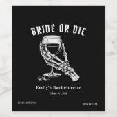 Bride Or Die Gothic Skeleton Bachelorette Party ワインラベル (シングルラベル)