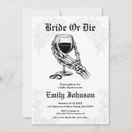 Bride or Die Gothic Skeleton Bachelorette Party 招待状