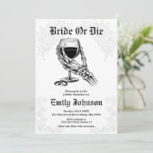 Bride or Die Gothic Skeleton Bachelorette Party 招待状 (スタンド正面)