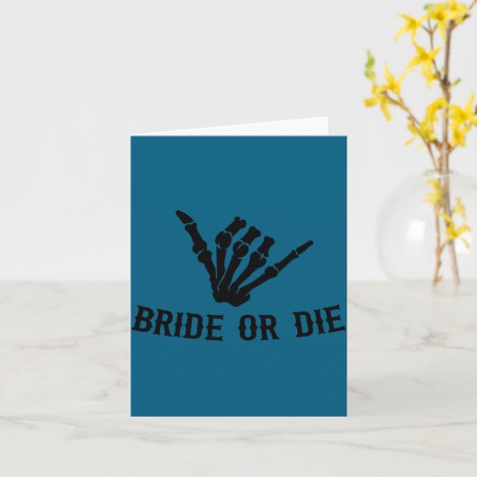 Bride Or Die Rockstar Skeleton Bachelorette Party  カード (黄色い花)