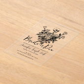 Bride or Die Skeleton Floral Bachelorette Party アクリル招待状 (レイダウン)