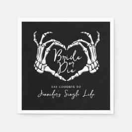 Bride or Die Skeleton Heart Bachelorette Party スタンダードカクテルナプキン