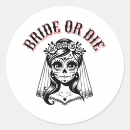 bride or die skull black and white, ラウンドシール
