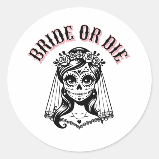 bride or die skull black and white, ラウンドシール (正面)