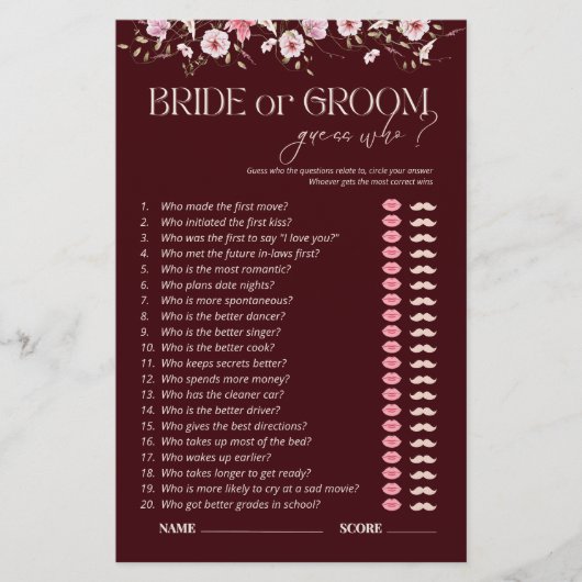 Bride or Groom Guess Who Game | Bride in Bloom  (正面)