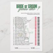 Bride or Groom Guess Who Game Card | Tennis Theme  (正面)