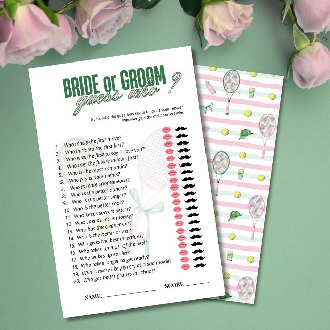 Bride or Groom Guess Who Game Card | Tennis Theme  (クリエイターアップロード済み)